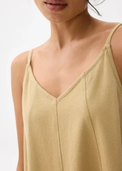 Cotton V-neck Trapeze Midaxi Dress