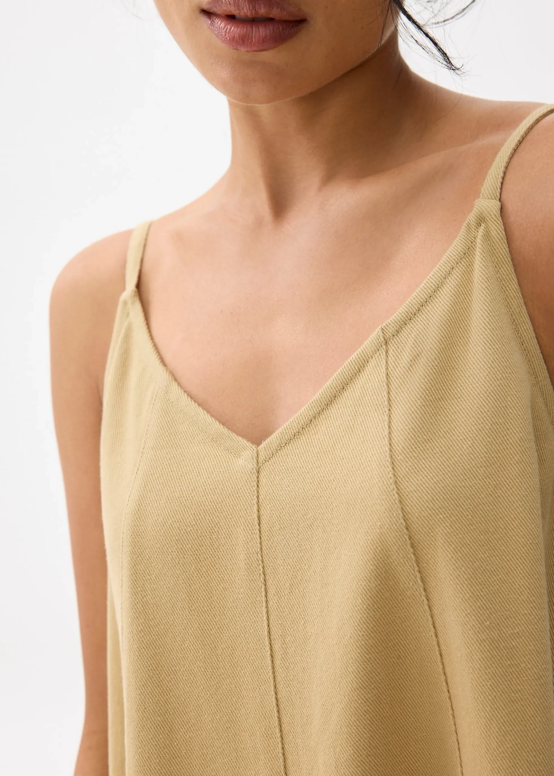 Cotton V-neck Trapeze Midaxi Dress