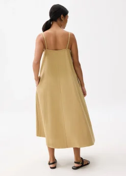 Cotton V-neck Trapeze Midaxi Dress