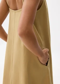Cotton V-neck Trapeze Midaxi Dress