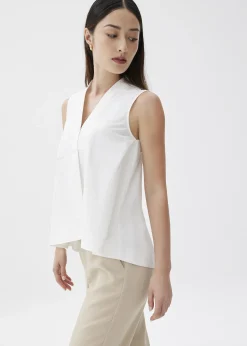 Cotton V-neck Trapeze Shell Top