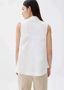 Cotton V-neck Trapeze Shell Top