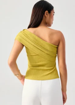 Crinkled Jersey Asymmetric Fitted Top