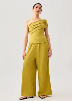 Crinkled Jersey Asymmetric Fitted Top