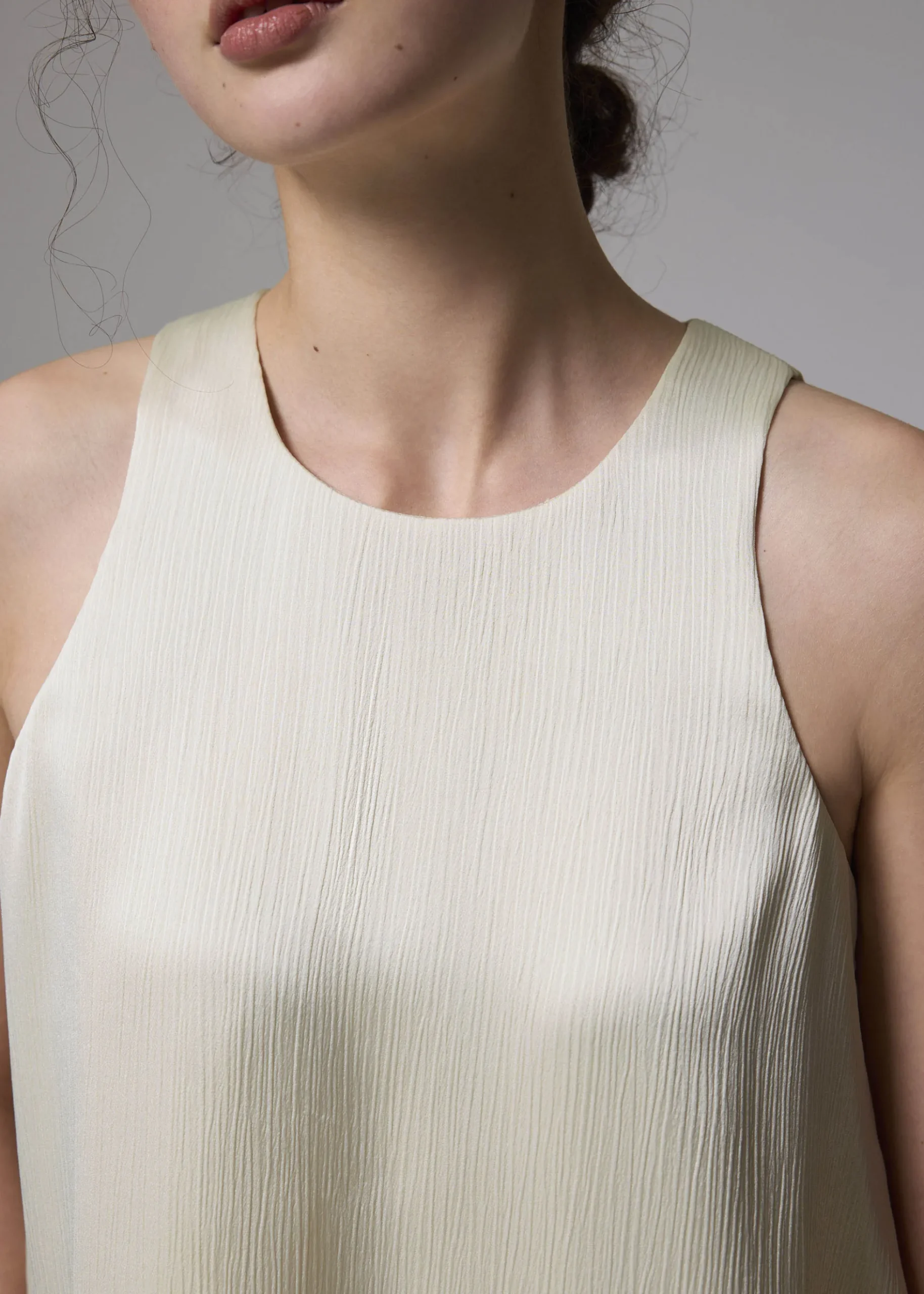 Crinkled Satin Trapeze Shell Top