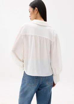 Crinkled Sheer Collared Blouse