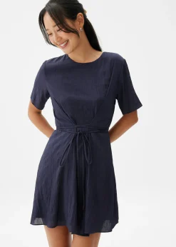 Crinkled Shift Mini Dress