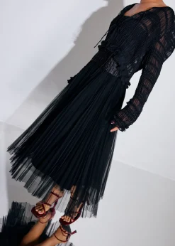 Crinkled Tube Fit & Flare Midaxi Dress