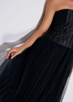 Crinkled Tube Fit & Flare Midaxi Dress