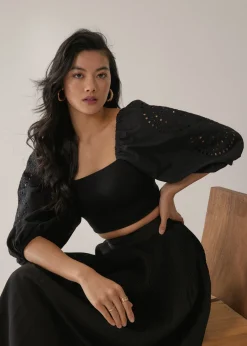 Criz Contrast Puff Sleeve Top