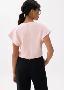 Cropped V-neck Wrap Top