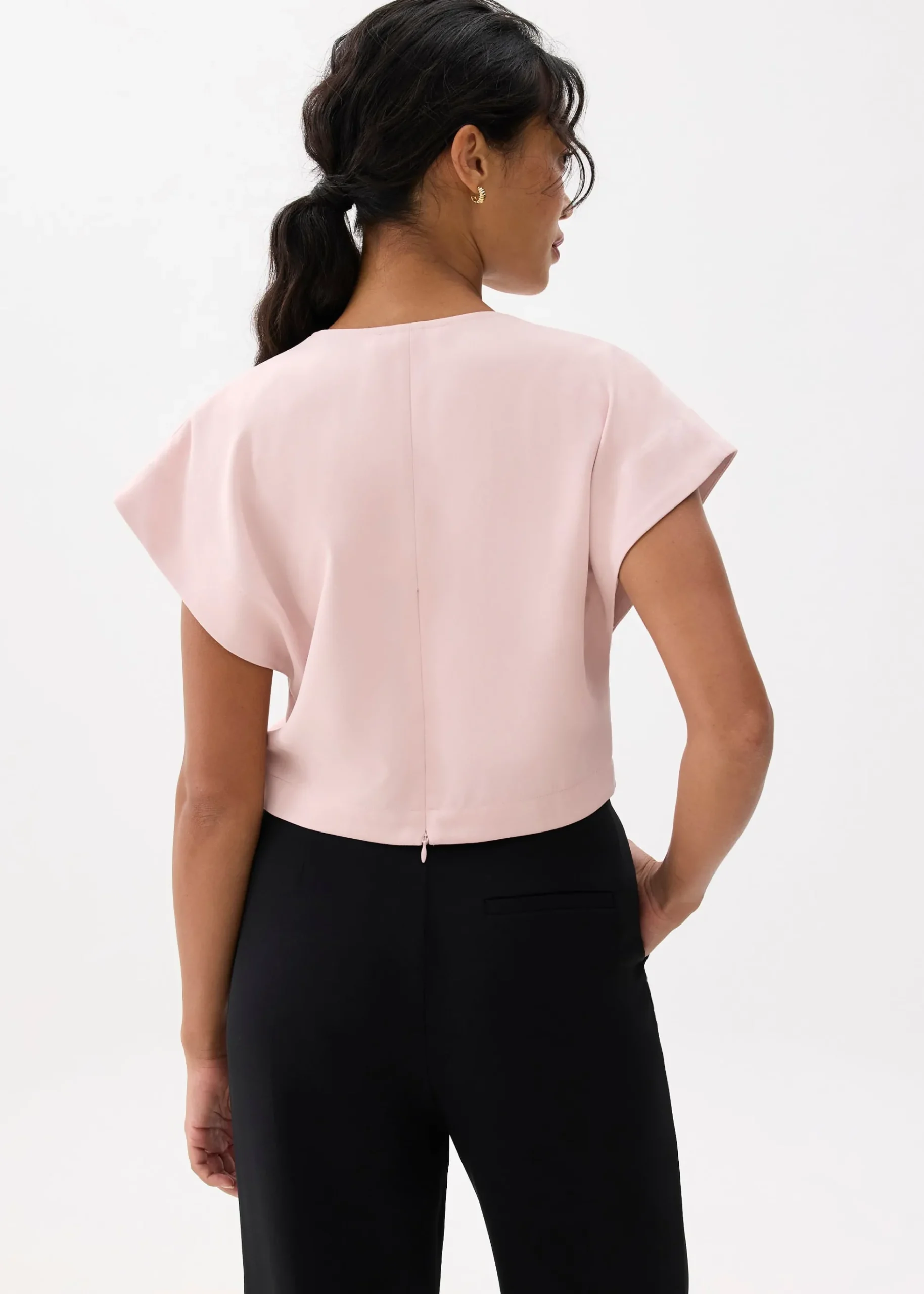 Cropped V-neck Wrap Top