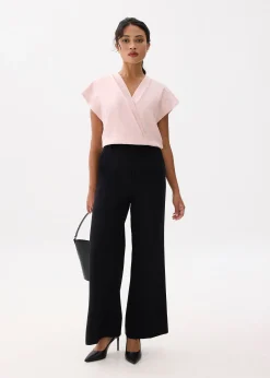 Cropped V-neck Wrap Top
