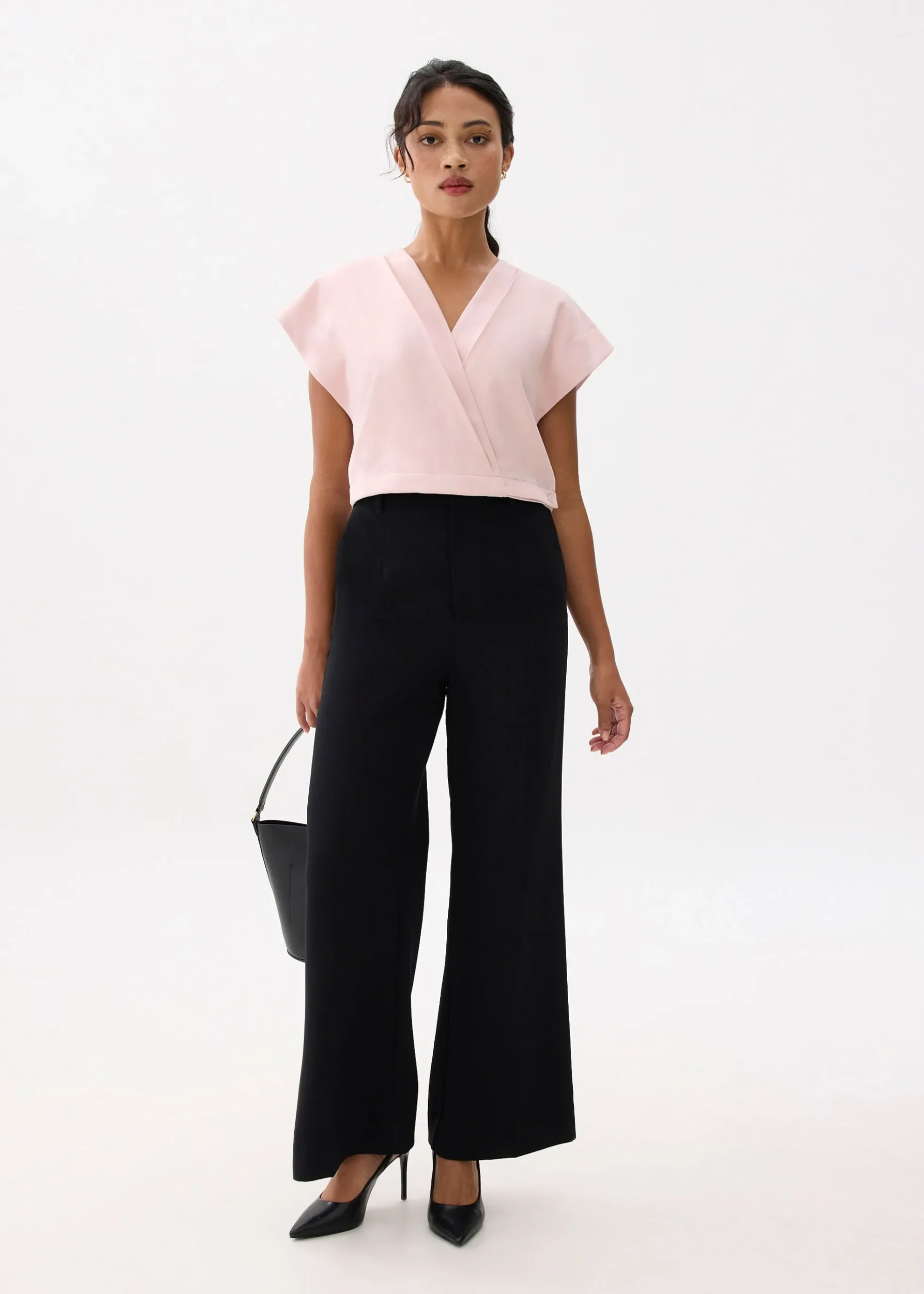 Cropped V-neck Wrap Top