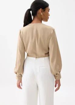 Cropped V-neck Wrap Top