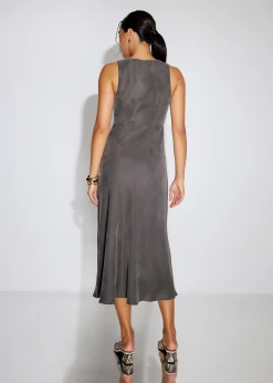 Cupro V-Neck Bias Cut Midaxi Dress