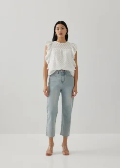 Daine Broderie Ruffle Sleeve Top