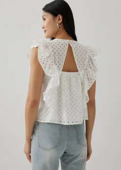 Daine Broderie Ruffle Sleeve Top