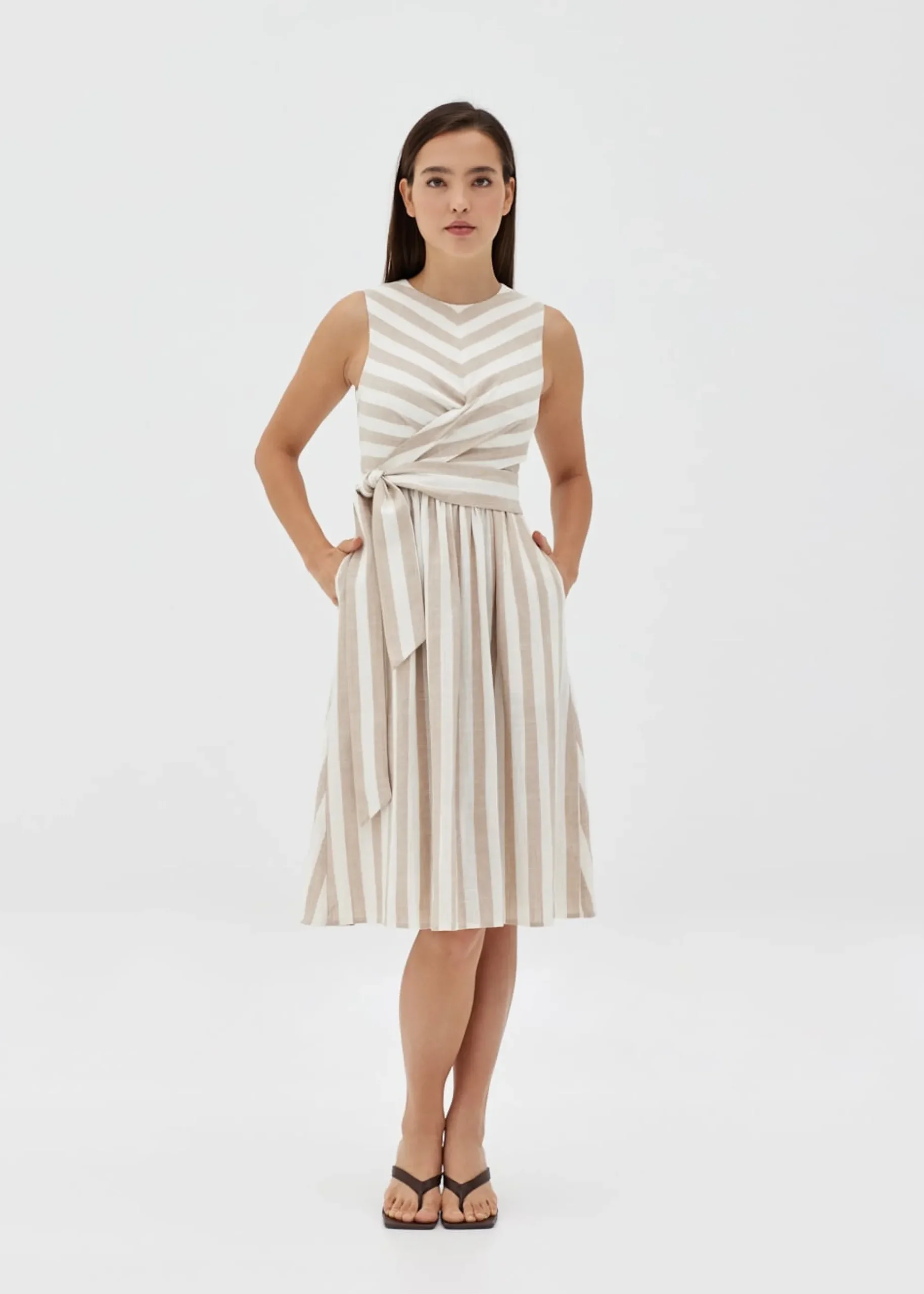 Danna Striped Front Tie Dress