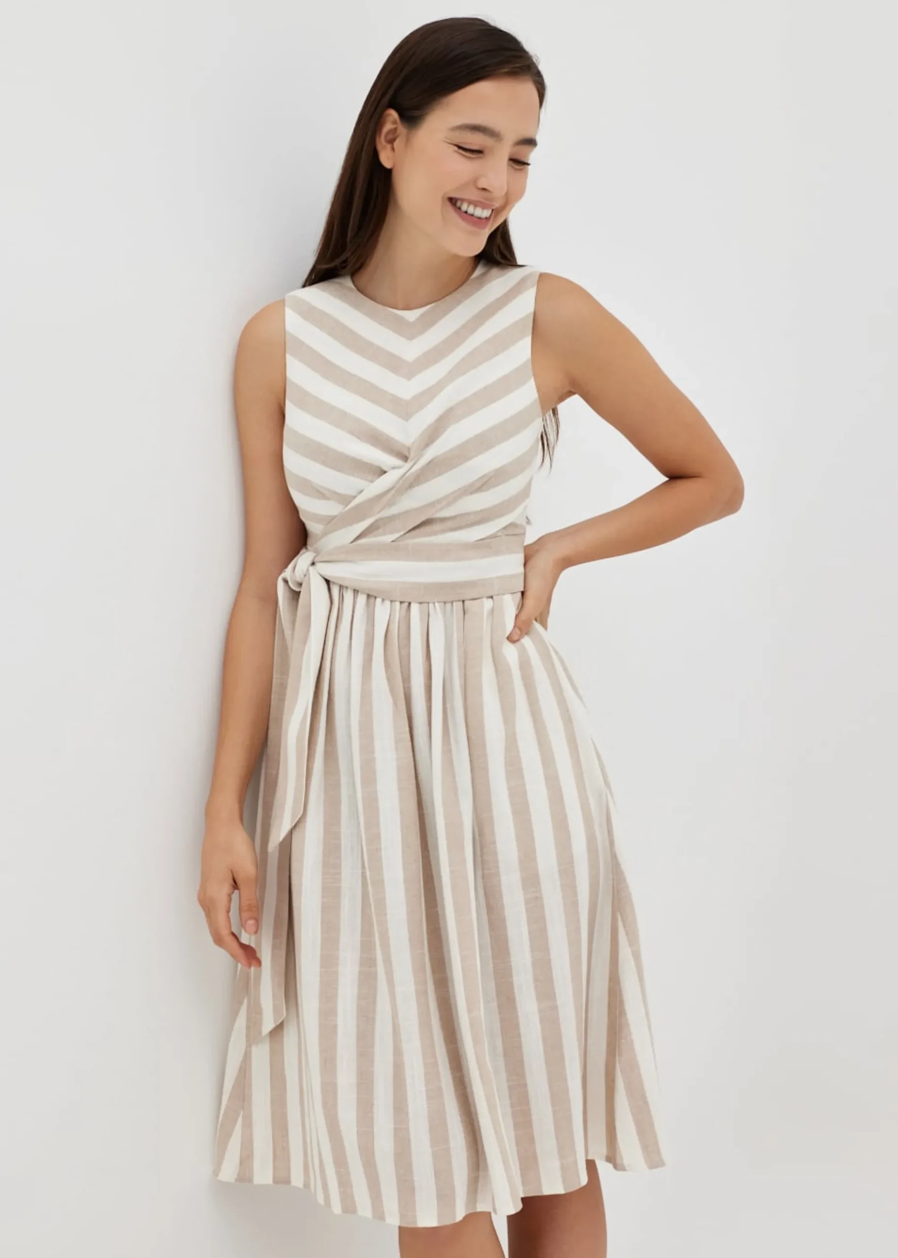 Danna Striped Front Tie Dress