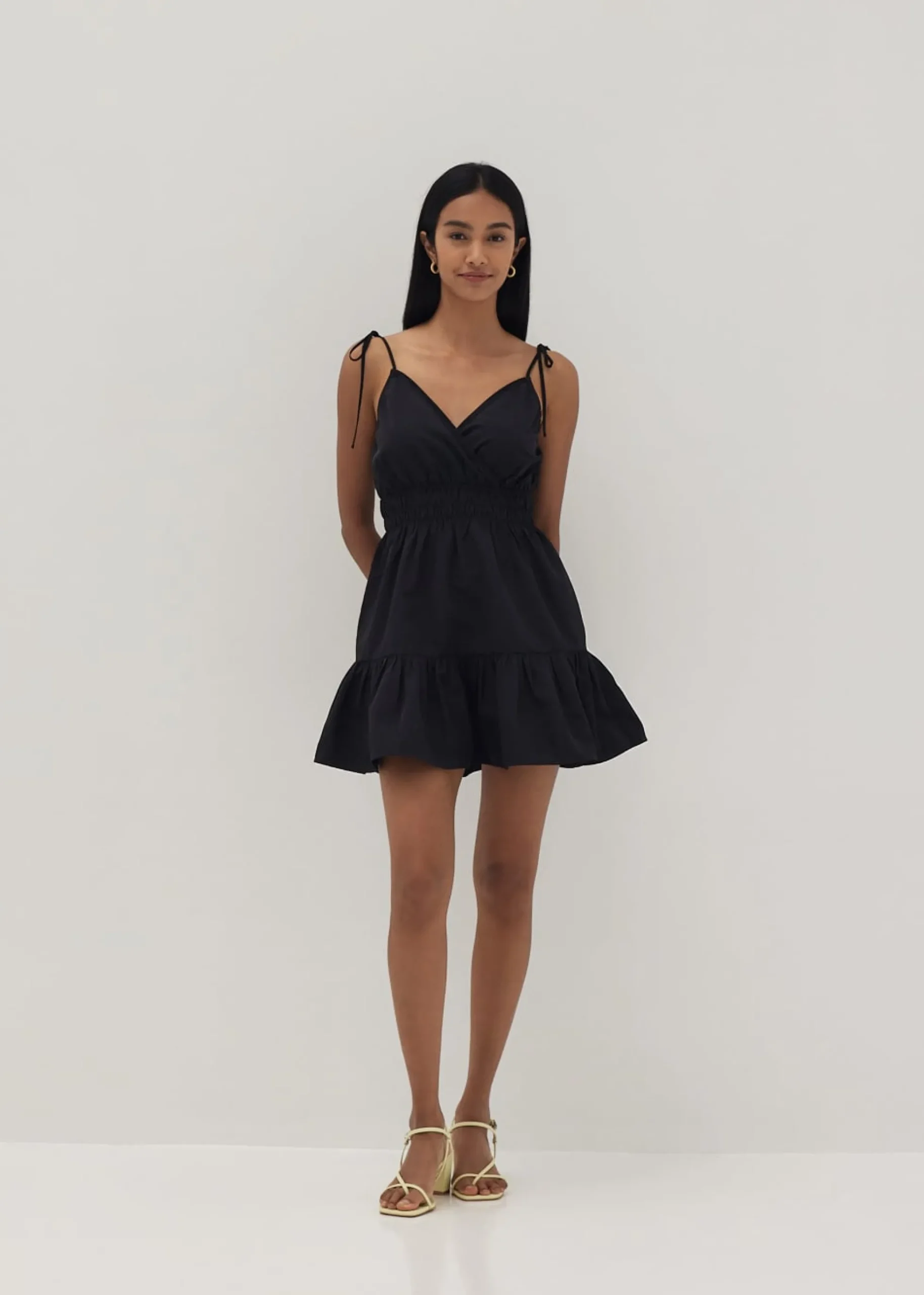 Darla Tie Shoulder Tiered Mini Dress