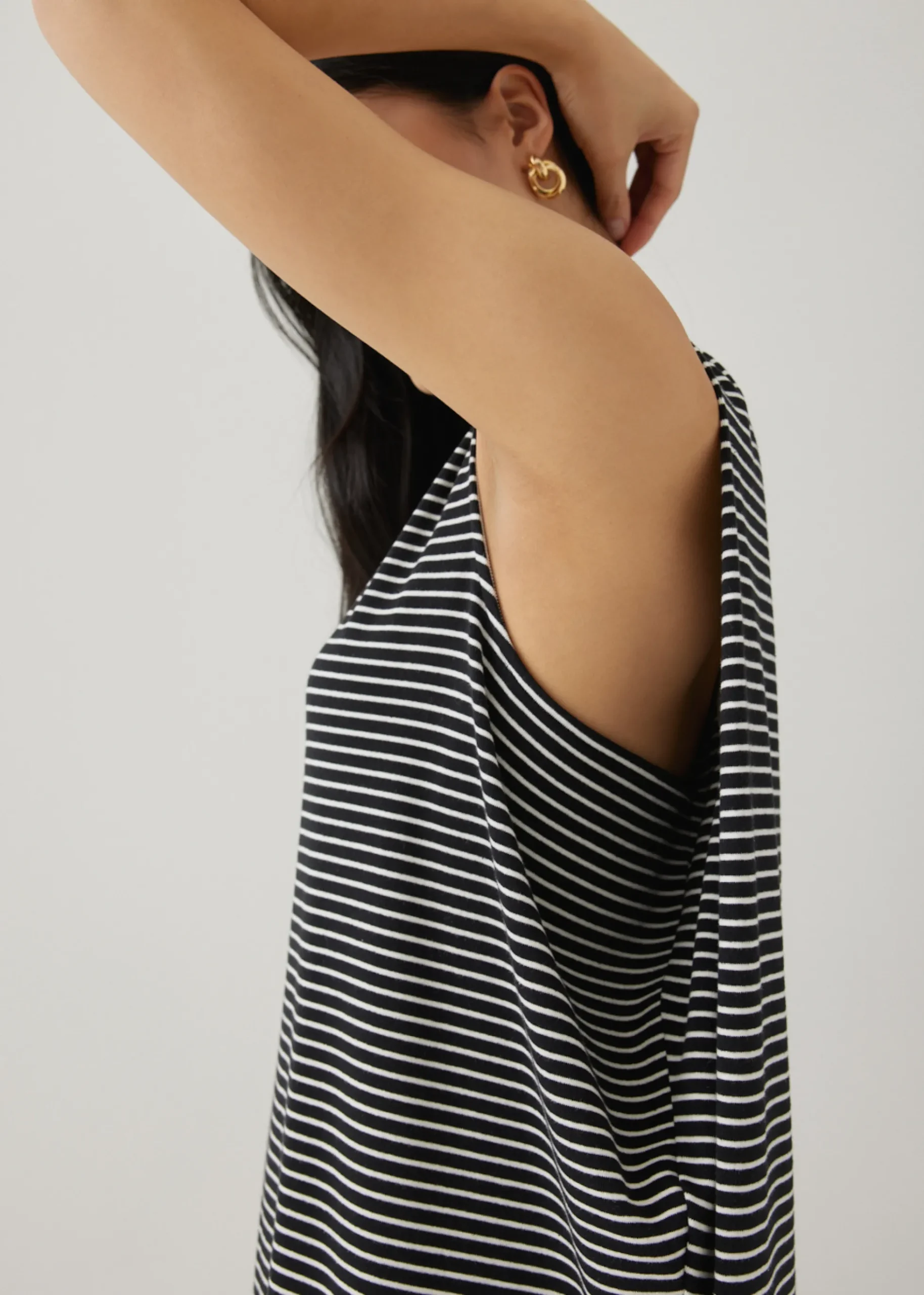 Davika Striped Jersey Drape Column Dress