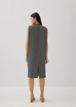 Davika Striped Jersey Drape Column Dress