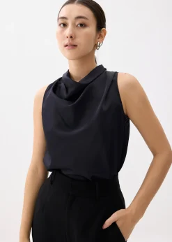 Daya Satin High Cowl Neck Top