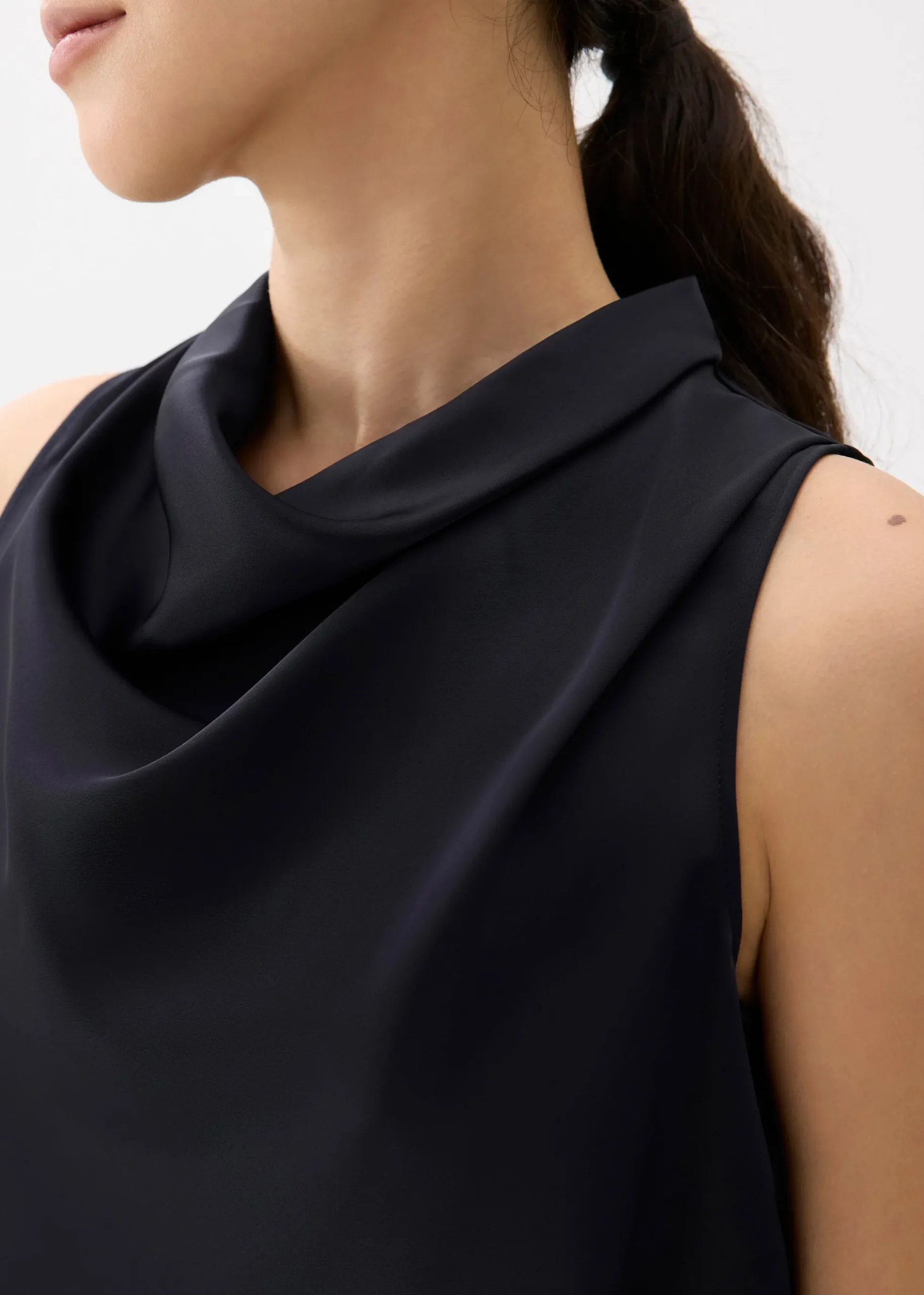 Daya Satin High Cowl Neck Top
