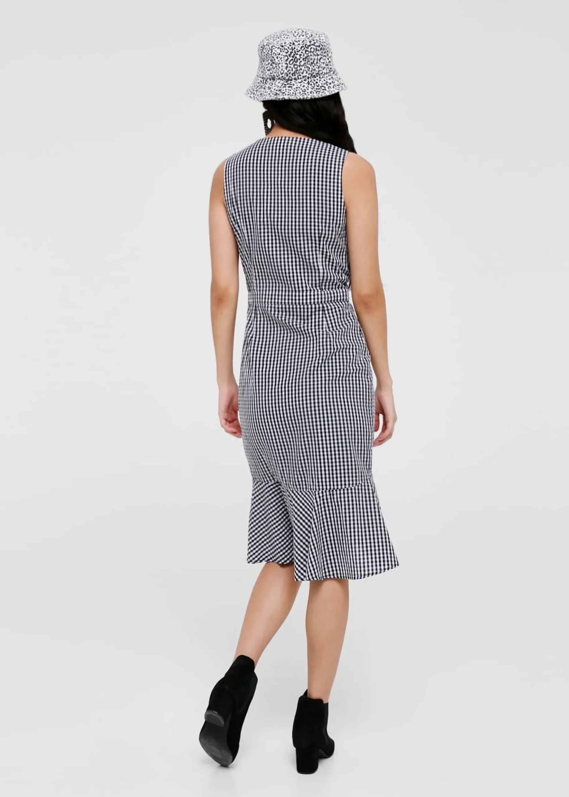 Delilah Gingham Flare Hem Midi Dress
