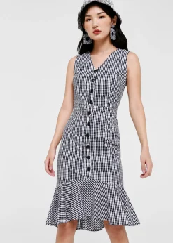 Delilah Gingham Flare Hem Midi Dress