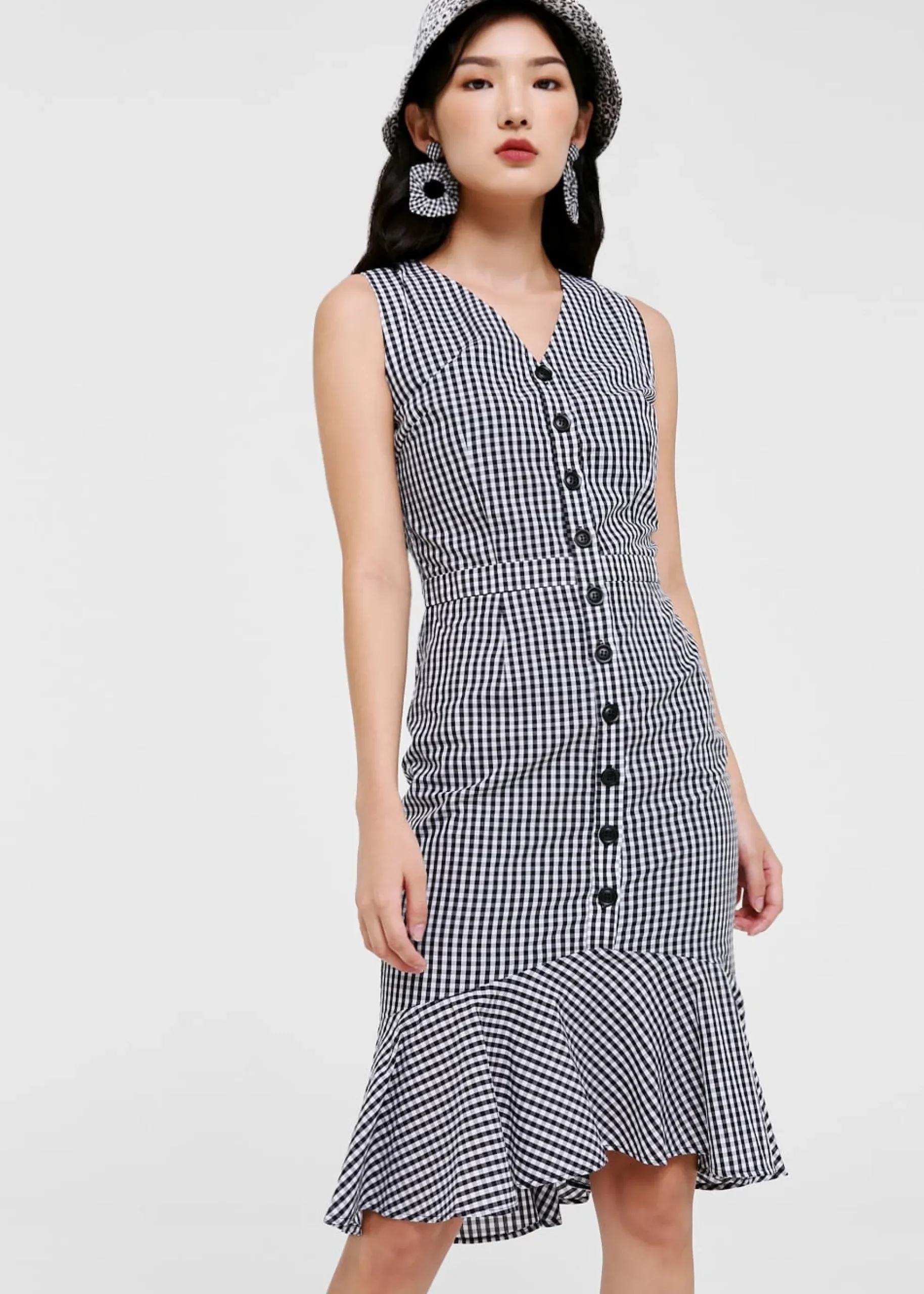 Delilah Gingham Flare Hem Midi Dress