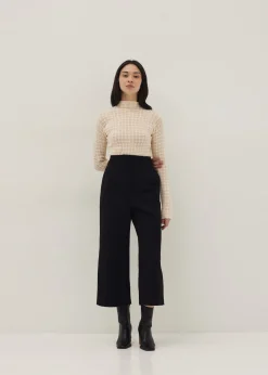 Delilah Pointelle Wool Blend Knit Top