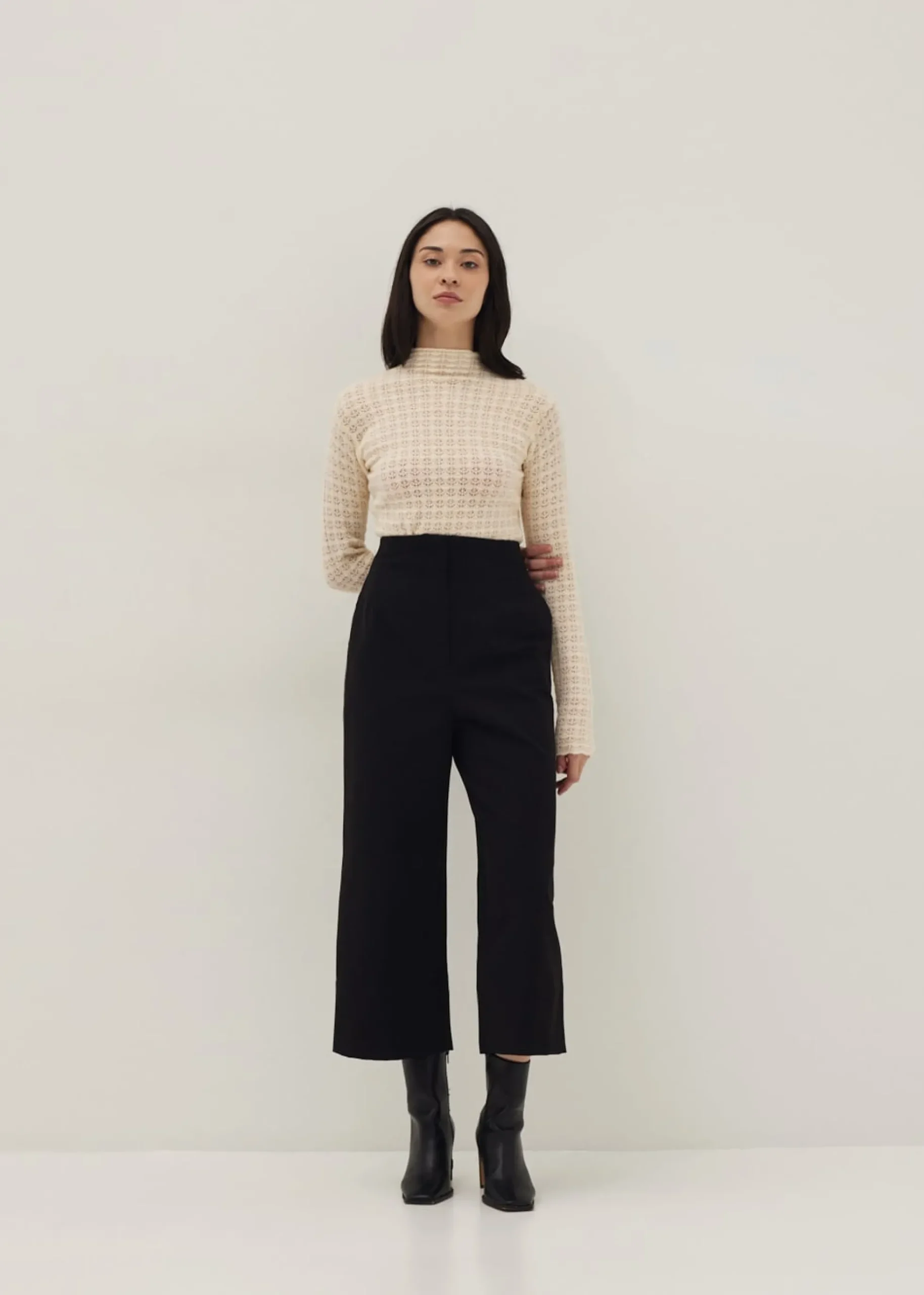 Delilah Pointelle Wool Blend Knit Top