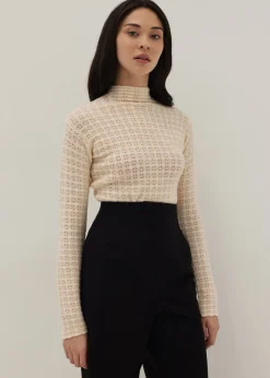 Delilah Pointelle Wool Blend Knit Top