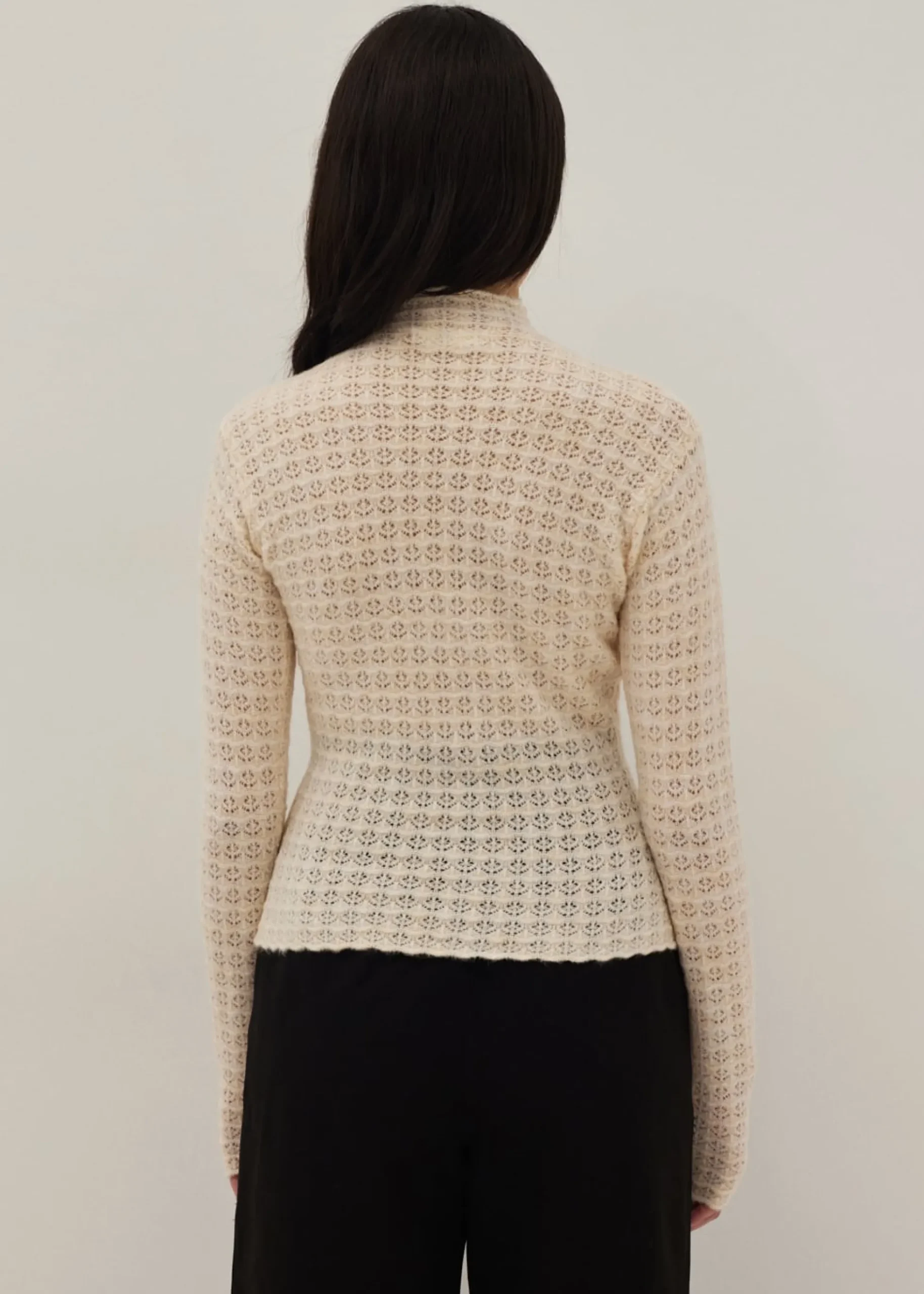 Delilah Pointelle Wool Blend Knit Top