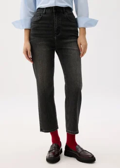 Denim Ankle Length Straight Leg Jeans