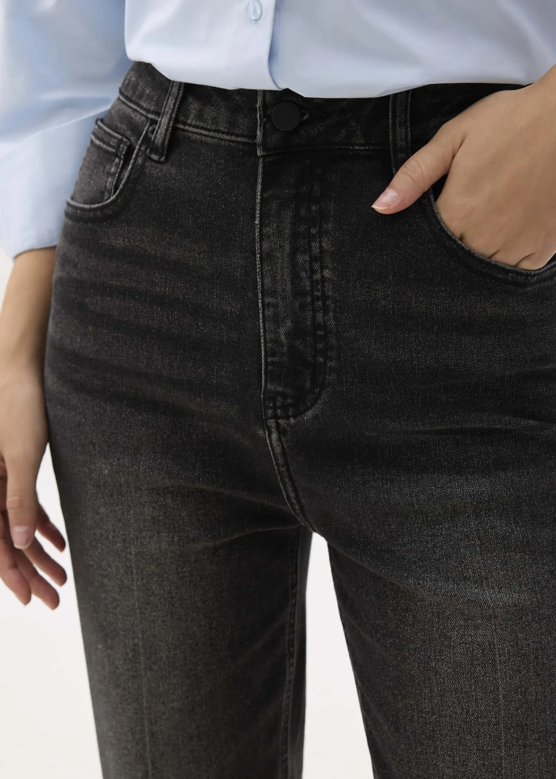 Denim Ankle Length Straight Leg Jeans