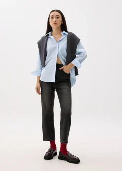 Denim Ankle Length Straight Leg Jeans