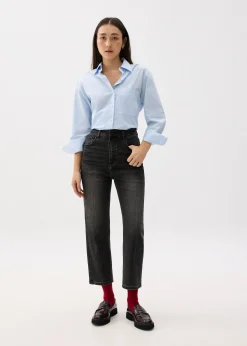Denim Ankle Length Straight Leg Jeans