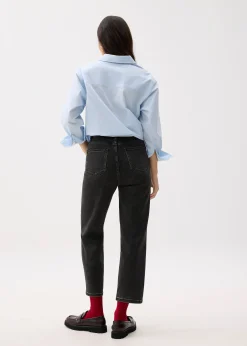 Denim Ankle Length Straight Leg Jeans