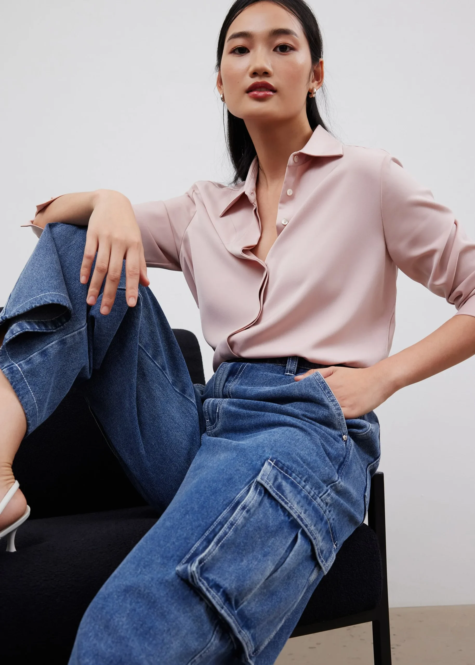 Denim Cargo Straight Leg Jeans