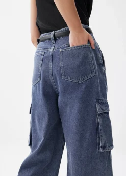 Denim Cargo Straight Leg Jeans