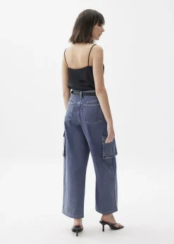 Denim Cargo Straight Leg Jeans