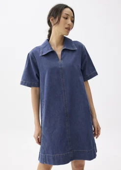 Denim Collared Trapeze Dress