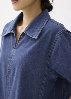 Denim Collared Trapeze Dress