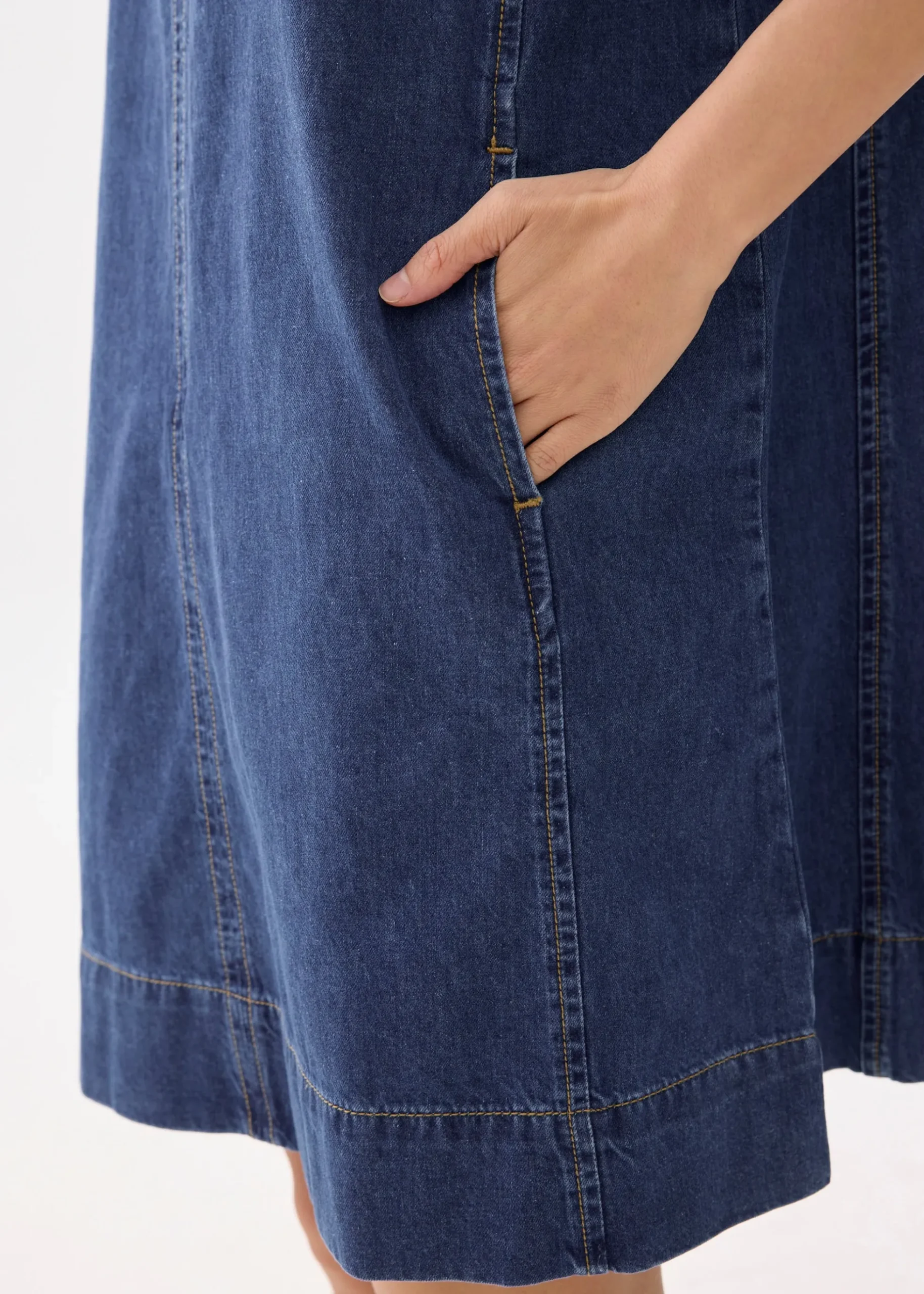 Denim Collared Trapeze Dress