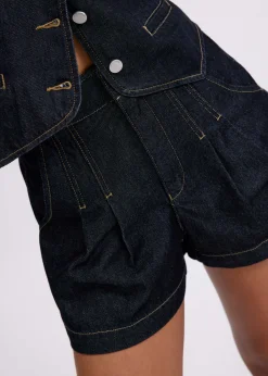 Denim Contrast Stitch A-line Shorts