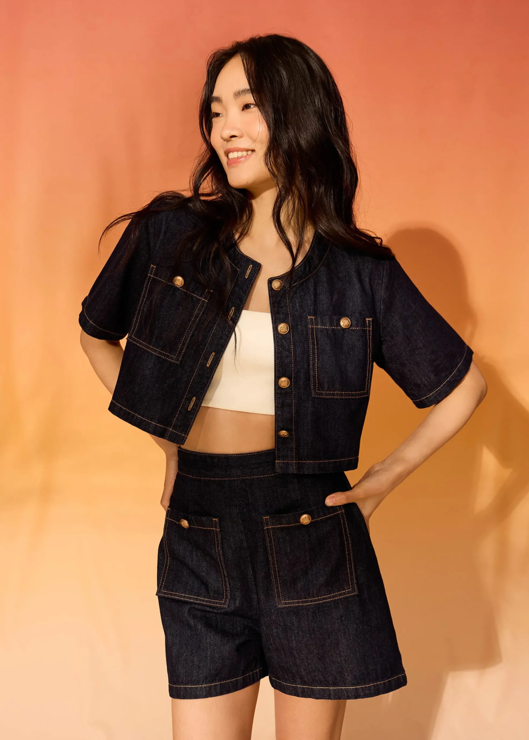 Denim Cropped Boxy Top