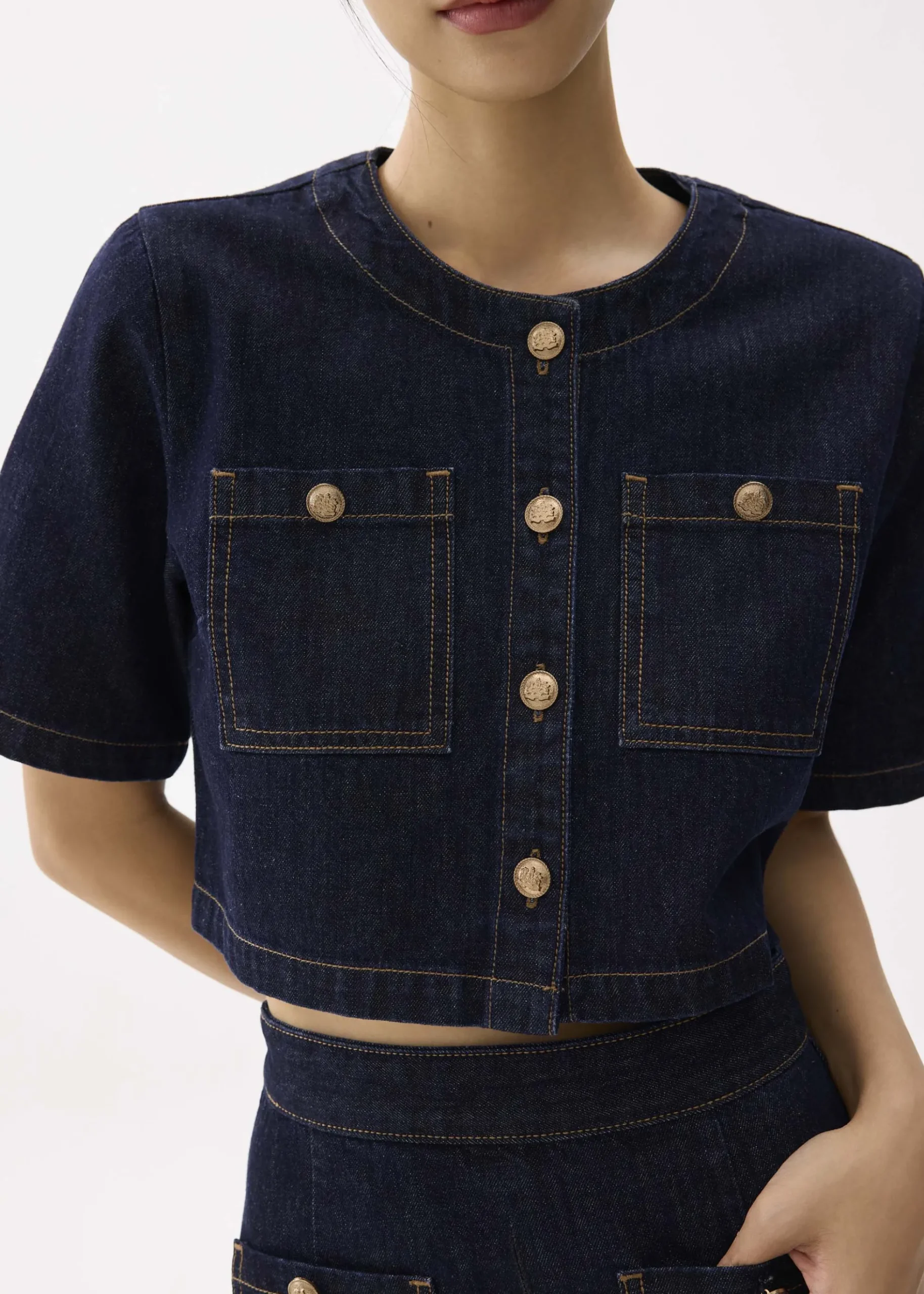 Denim Cropped Boxy Top